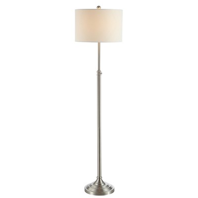 Leeland 62'' Adjustable Brush Nickel Floor Lamp with White Cotton Shade