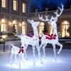 Costway 3PCS Christmas Lighted Iridescent Reindeer Family Set with 215 White LED Lights - 4 of 4