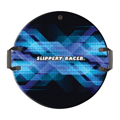 Slippery Racer Downhill Zeus Adults and Kids Foam Saucer Disc 1 Rider Snow Sled Toboggan with Handles, Midnight Hologram