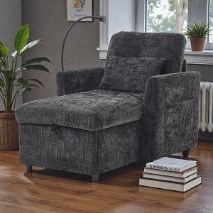 Mshliw Chenille Upholstered Recliner Chair, Single Sofa, Hidden Storage Compartment and Side Pockets for Living Room or Bedroom - 1 of 4