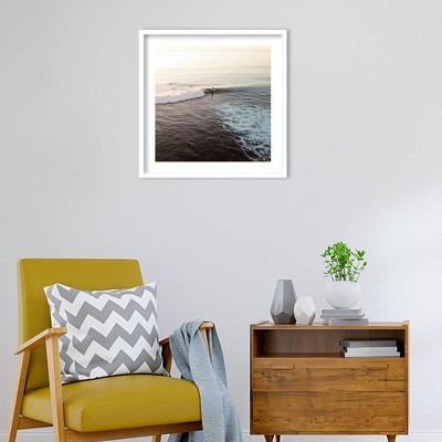 25" x 25" White Wood Framed Ocean Wave Print