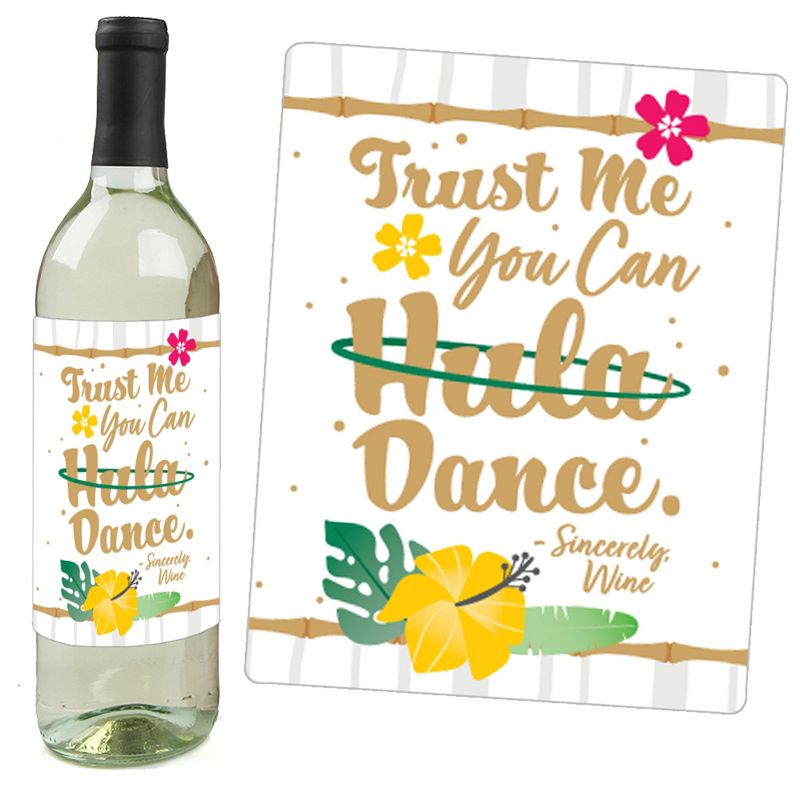 Big Dot of Happiness Last Luau - Tropical Bachelorette Party and Bridal Shower Decorations for Women and Men - Wine Bottle Label Stickers - Set of 4, 5 of 9