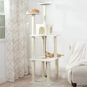 PETMAKER Sleep and Play Cat Tree, 19.25" L X 23.5" W X 71.5" H, 33.75 LBS, White - 1 of 1