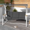Outsunny 3-Seat Outdoor Porch Swing, Patio Swing Chair with Adjustable Canopy, Removable Cushions for Garden, Backyard and Poolside, Gray - 2 of 4