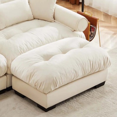 Modern Sectional Ottoman,Vintage Velvet Fabric Footstools With Thick Cushion,Movable Ottomans For Bedroom And Living Room-Cuddlewood