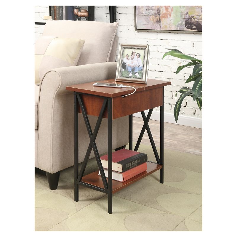 Tucson Flip Top End Table with Charging Station and Shelf - Breighton Home, 6 of 9