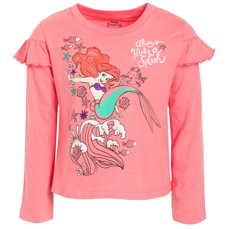 Disney Princess Ariel Cinderella Tiana Belle Jasmine Moana 3 Pack T-Shirts Toddler to Big Kid, 3 of 8