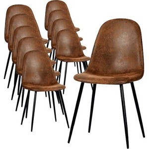 FurnitureR Dining Chairs Comfortable Upholstered Side Seating Armless for Home Kitchen Bedroom Living Room Guest Restaurant Cafe (Brown, Set of 10) - 1 of 4