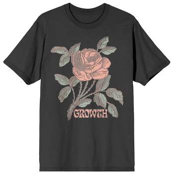 Vintage Rose Positive Message "Growth" Men's Charcoal Heather Short Sleeve Crew Neck Tee