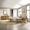 ORRD Vichy 5-Piece Rubberwood Bedroom Set, Queen Upholstered Bed, Dresser, Mirror & 2 Nightstands, Light Walnut with Rattan Drawers - 2 of 4