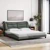 vidaXL King Bed Frame with LED Lights - Modern Dark Gray Fabric Upholstery, Plywood Slats, Headboard Cushion - 3 of 4