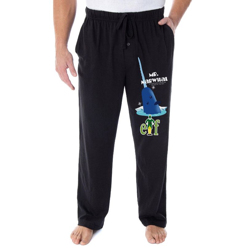 Elf The Movie Men's Mr. Narwhal Loungewear Sleep Bottoms Pajama Pants Black, 1 of 4