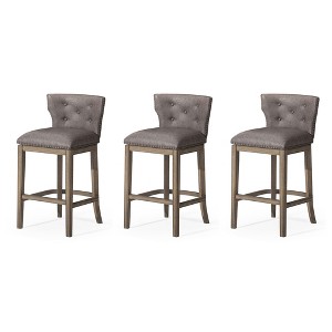 Maven Lane Hugo Low Back Kitchen Stool with Vegan Leather Upholstered Seat, Set of 3 - 1 of 4
