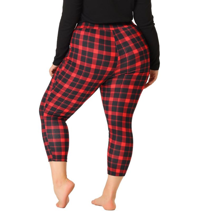 Agnes Orinda Women's Plus Size Trousers Casual Slim Plaid Skinny Pants, 4 of 6