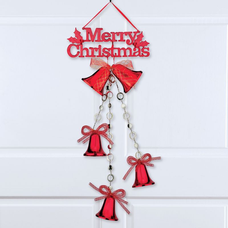 Collections Etc Merry Christmas Hanging Holiday Bells Wall Decoration, 2 of 3