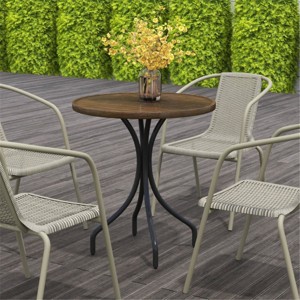 Maggift Patio End Tables, Modern Decorative Side Tables, Stylish Design for Patio, Living Room, Indoor and Outdoor Use, Brown, 26"*26"*28.1" - 1 of 4