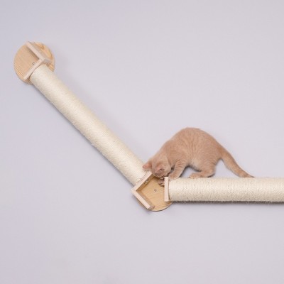 Natural Beige Sisal Wall-Mounted Cat Climbing Bridge