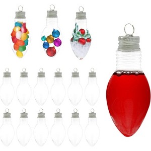 4E's Novelty 12 Pack Glass Fillable Light Bulb Shaped Ornament - 4" DIY Christmas Ornaments Set, Food Grade Clear Ornament & Clear Christmas Bulbs - 1 of 4