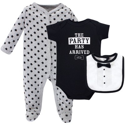 Little Treasure Baby Boy Sleep and Play, Bodysuit and Bib, Tux