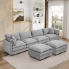 GDFStudio Oshan 130.71" Modern 4-Seater Wooden Chenille Upholstered Sectional Sofa with Movable Ottomans - 2 of 4