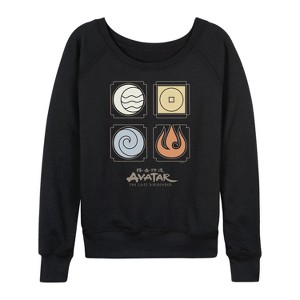 Women's - Avatar: The Last Airbender - Nations Symbols Lightweight French Terry Wide Neck Long Sleeve Shirt - 1 of 4