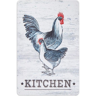 Farmlyn Creek Metal Chicken Sign for Kitchen and Home Wall Decor (11.8 x 7.8 in)