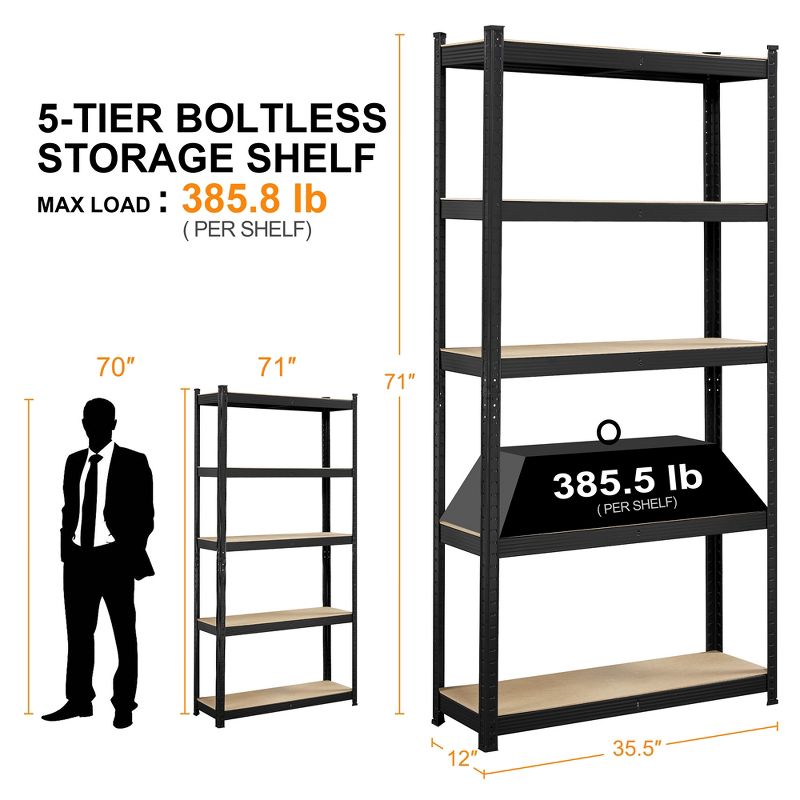 Yaheetech 5-Tier Shelf Steel Shelving Unit Storage Rack, 3 of 10