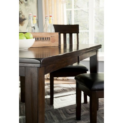 Transitional Smoky Dark Brown Oak Extendable Dining Table
