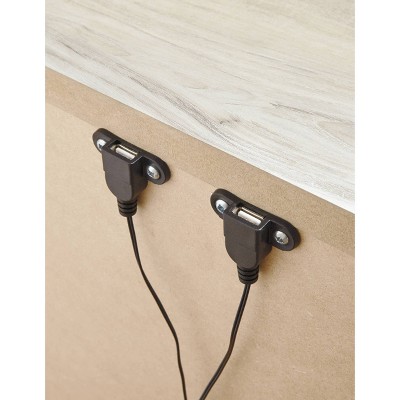 Transitional Whitewash 1-Drawer Nightstand with USB Charging