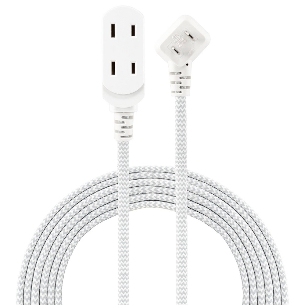 Photos - Surge Protector / Extension Lead General Electric GE 3-Outlet Polarized Extension Cord 15' Braided White/Gray 