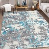 Modern Abstract Rug Machine Washable Throw Rug Boho Chic Abstract Watercolor Design Area Rug, 5'x7' Blue Gray - 2 of 4