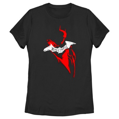 Women's The Batman Artistic Red & White Graffiti T-shirt - Black ...