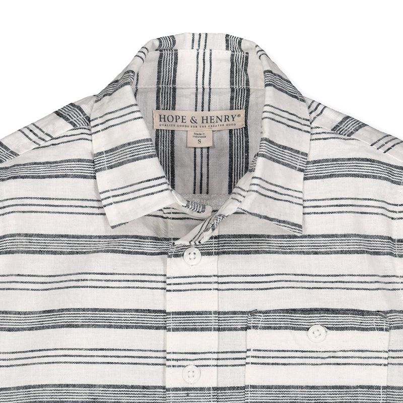 Hope & Henry Boys' Linen Short Sleeve Button Down Shirt, Infant, 2 of 9