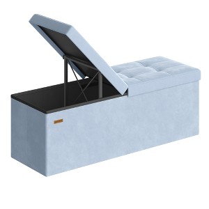 43 Inch Storage Ottoman, Foldable Velvet Bench with Flipping Lid & 660 lb Capacity, 35 Gal Storage for Living Room Bedroom - 1 of 4