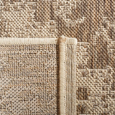 Beige Cream Synthetic Rectangular Stain-Resistant Area Rug