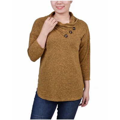 NY Collection Womens Wrap Neck Pullover Sweater