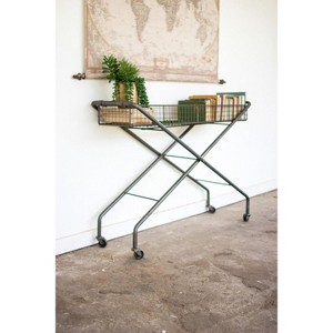 Rolling Metal Basket Console – Industrial Storage Cart by Kalalou - 1 of 3