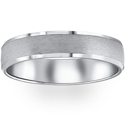 Pompeii3 Mens 5mm 10K White Gold Brushed Wedding Band