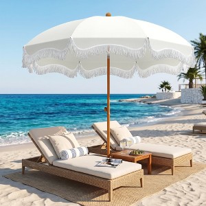7ft patio umbrellas Scalloped with Fringe, Market Parasol with UV Protection Waterproof Canopy, for Yard, Garden, Deck(210x210cm) : Patio, Lawn & Garden A beach and camping patio umbrella with a 7ft diameter Garsing 7-ft Aluminum Pink No-tilt