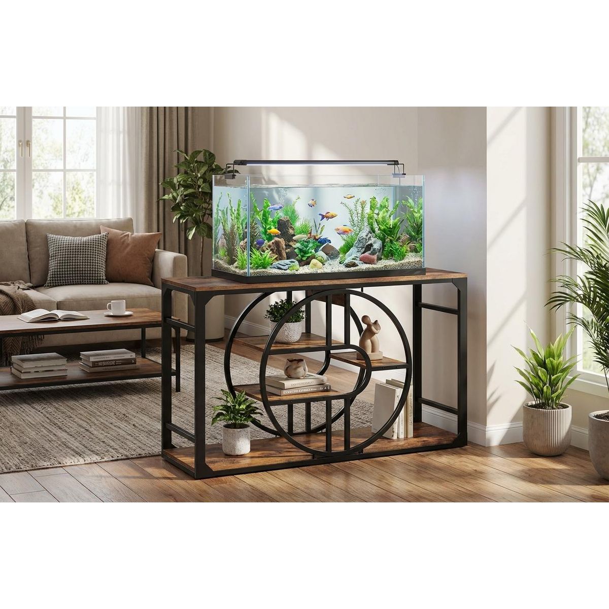 52'' Metal Aquarium Stand with Power Outlets, Cabinet for Fish Tank Accessories Storage - Suitable for Fish Tank Stand, Turtle, Reptile Terrarium - thumbnail 9