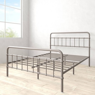 Florence Gray Metal Twin Platform Bed Frame with Spindle Headboard