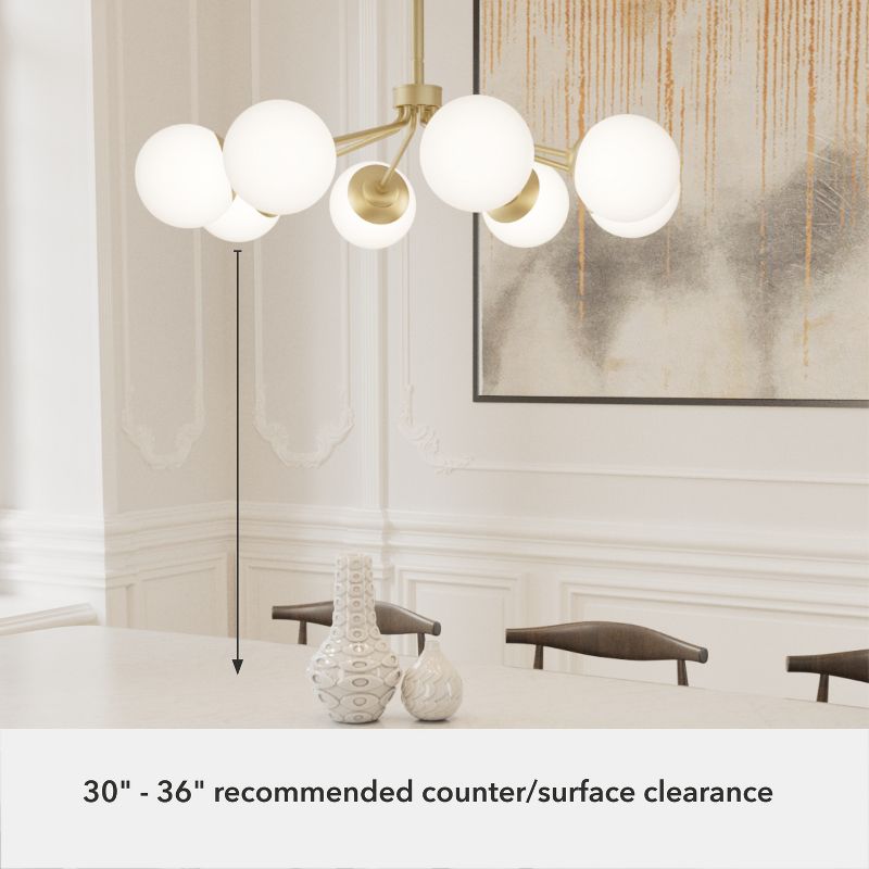 8-Light Hepburn Cased White Glass Chandelier Ceiling Light Fixture - Hunter Fan, 4 of 7