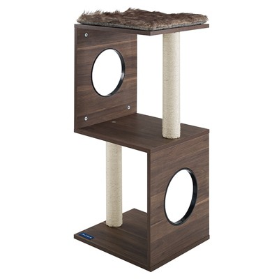 Sheree 34" Dark Brown Sisal Cat Tree with Faux Fur Cushions