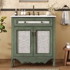 TiramisuBest 30"Antique Bathroom Vanity with Ceramic Sink,Mid-Century Modern Cabinet,2 Soft-Close Doors,Large Storage,Retro Freestanding,Brown - 3 of 4