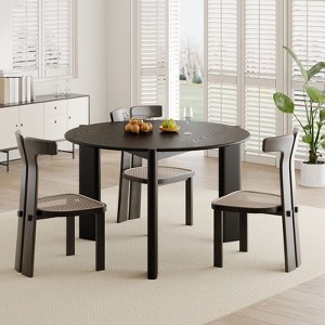 PexFix 42" x 42" Solid Wood Round Dining Table for 4 Modern Farmhouse Kitchen Table Small Circle for Kitchen Living Room Black - 1 of 4