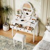 TOBILI Vanity Desk with Adjustable Angle Mirror, Vintage Vanity Makeup Table and Cushioned Stool Set Lining 5 Drawers,Wooden Dressing Table Set,White - 3 of 4