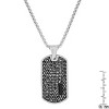 Steeltime Men's stainless steel simulated diamonds and tiger eye/onyx dog tag pendant. Color Options: Silver/Brown, Gold/Brown, Silver/Black - 3 of 4