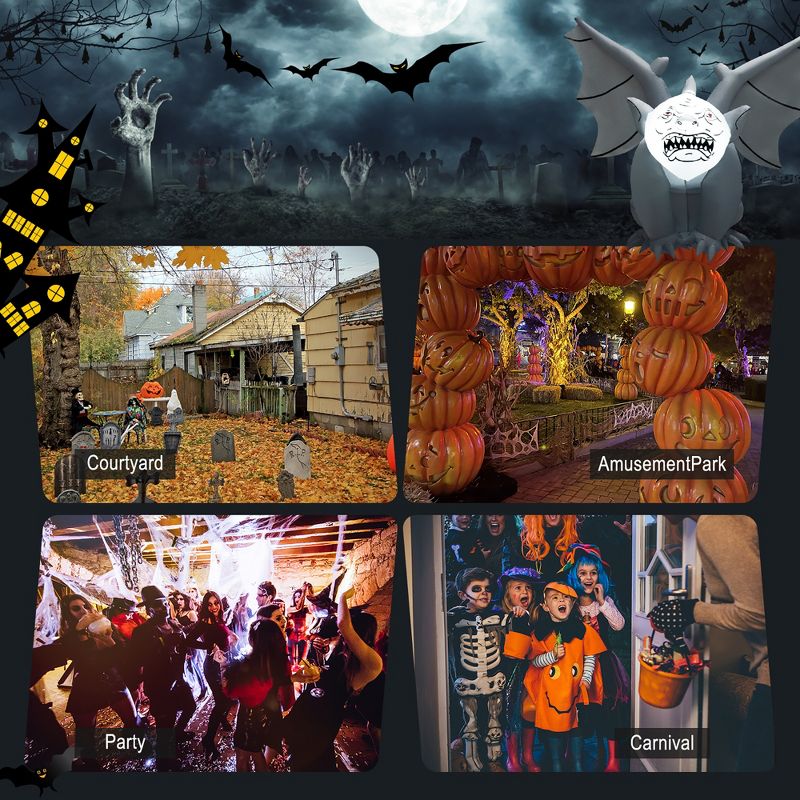 Costway 8.2 FT Halloween Inflatable Gravestone w/ Gargoyle Yard Decoration w/LED Lights, 2 of 9