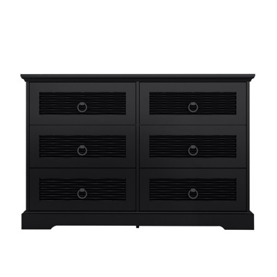 Keloyid Black 6 Drawers 47.24 in. Wide Wood Dresser
