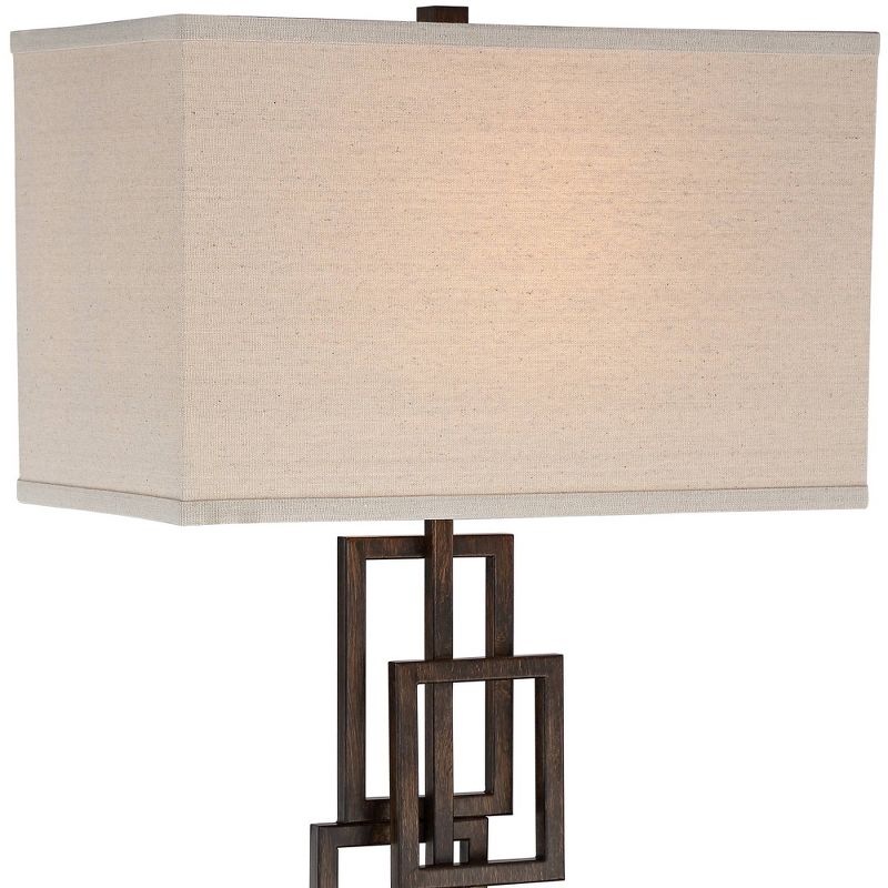 360 Lighting Kory Industrial Table Lamps 26 1/2" High Set of 2 Dark Bronze Off-White Linen Rectangular Shade for Bedroom Living Room Nightstand Office, 3 of 9
